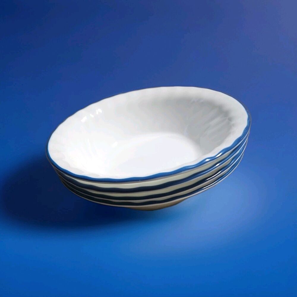 4 BOWLS Corelle BLUE VELVET 🌹 ROSE Cereal Soup BOWLS Corning Ware Swirl 7¼"